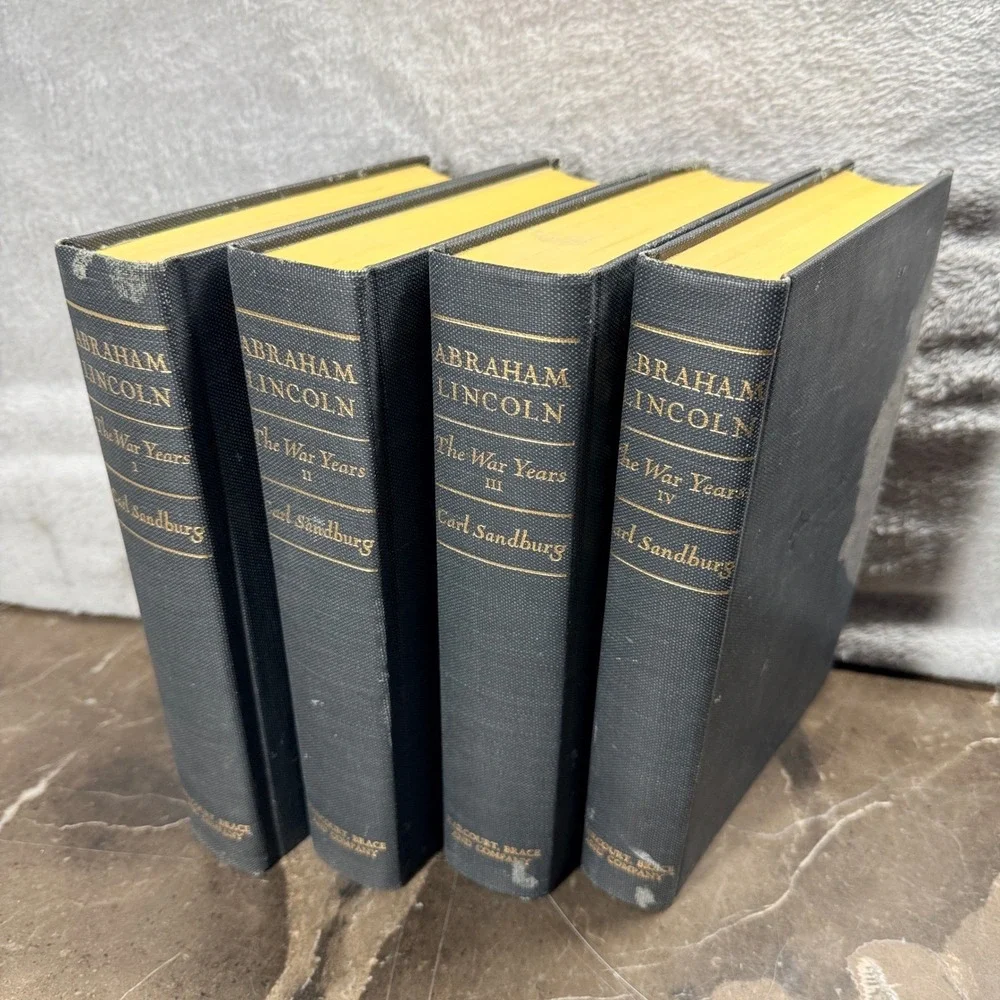 Harcourt Brace Abraham Lincoln The War Years Carl Sandburg 4 Vol Set Grey 1939